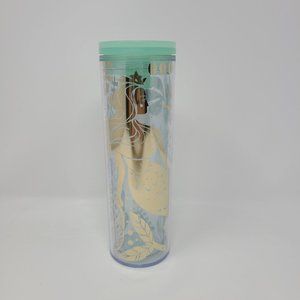 Starbucks 2020 Gold Mermaid Siren Clear Acrylic Cold Cup Tumbler 16oz Chipped